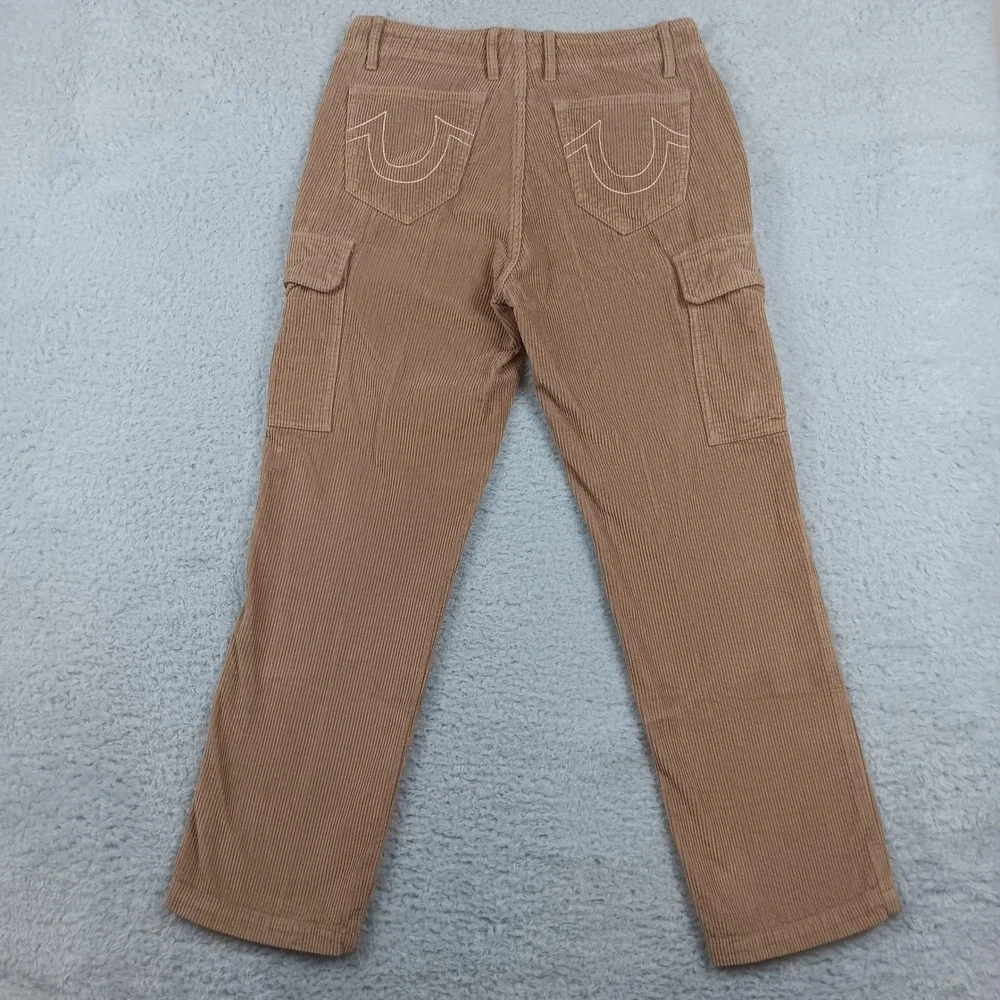 True Religion Cargo Pant Vintage Corduroy Mens 30 Tan Straight‎ Leg Horseshoe